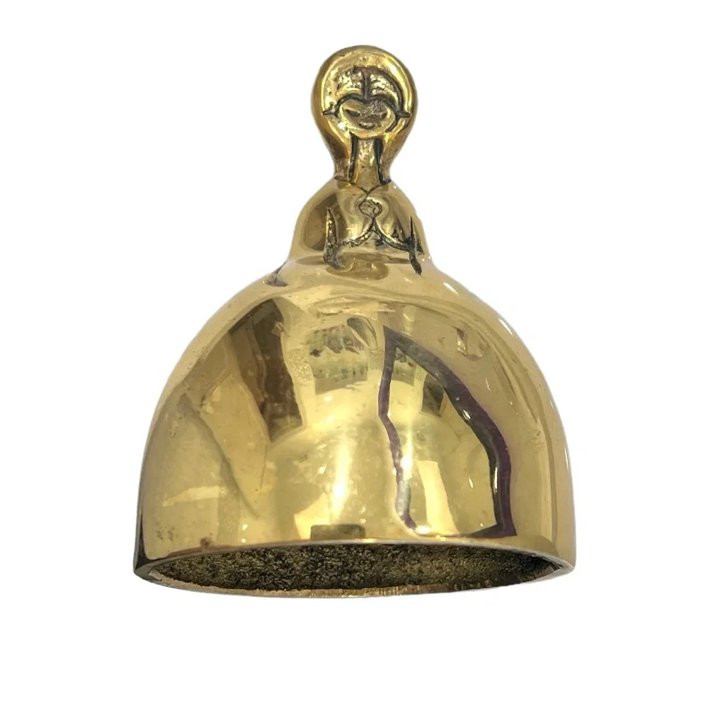 VINTAGE LADY IN HOOP SKIRT BRASS HAND BELL